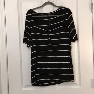 Torrid Black with white stripes short sleeve top 2